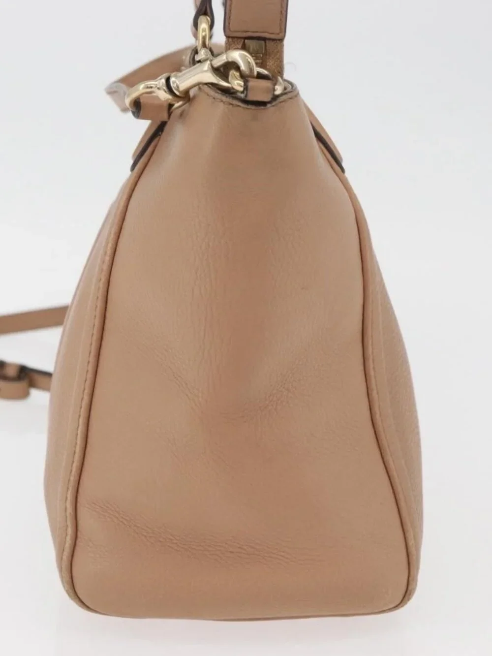 GUCCI Soho Interlocking Hand Bag Leather 2way Gold Beige 369176 Auth ka3592